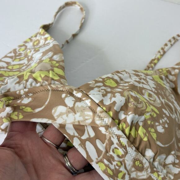 NWT Aerie Women’s Size M Crossover Triangle Sun Dye Print Bikini Top‎ Tan/Brown - Picture 4 of 7